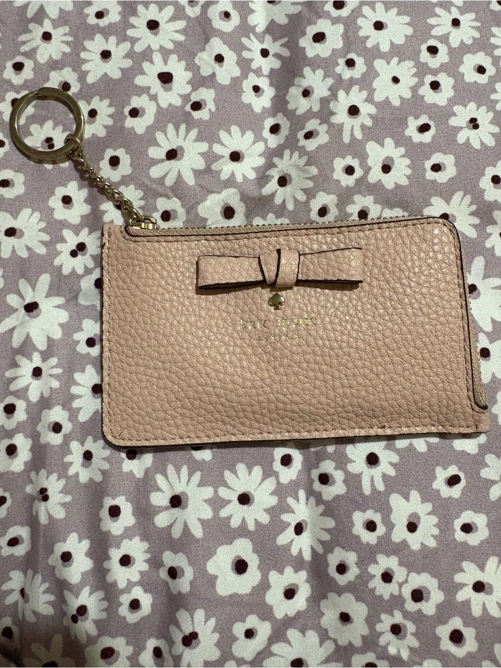 kate spade Pebbled Leather Bow Key Pouch in Blush